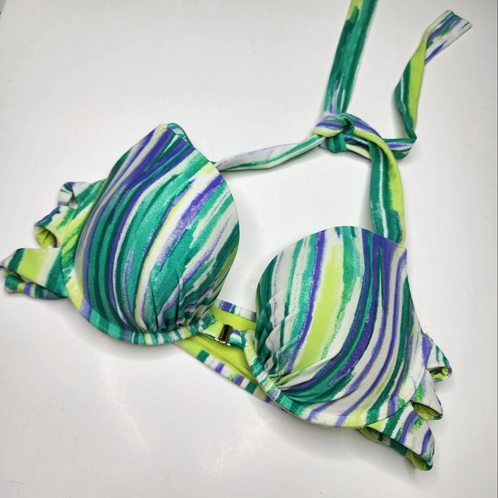 Aerie Push-up Bikini Swim Top Teal Blue 36C Front Clasp